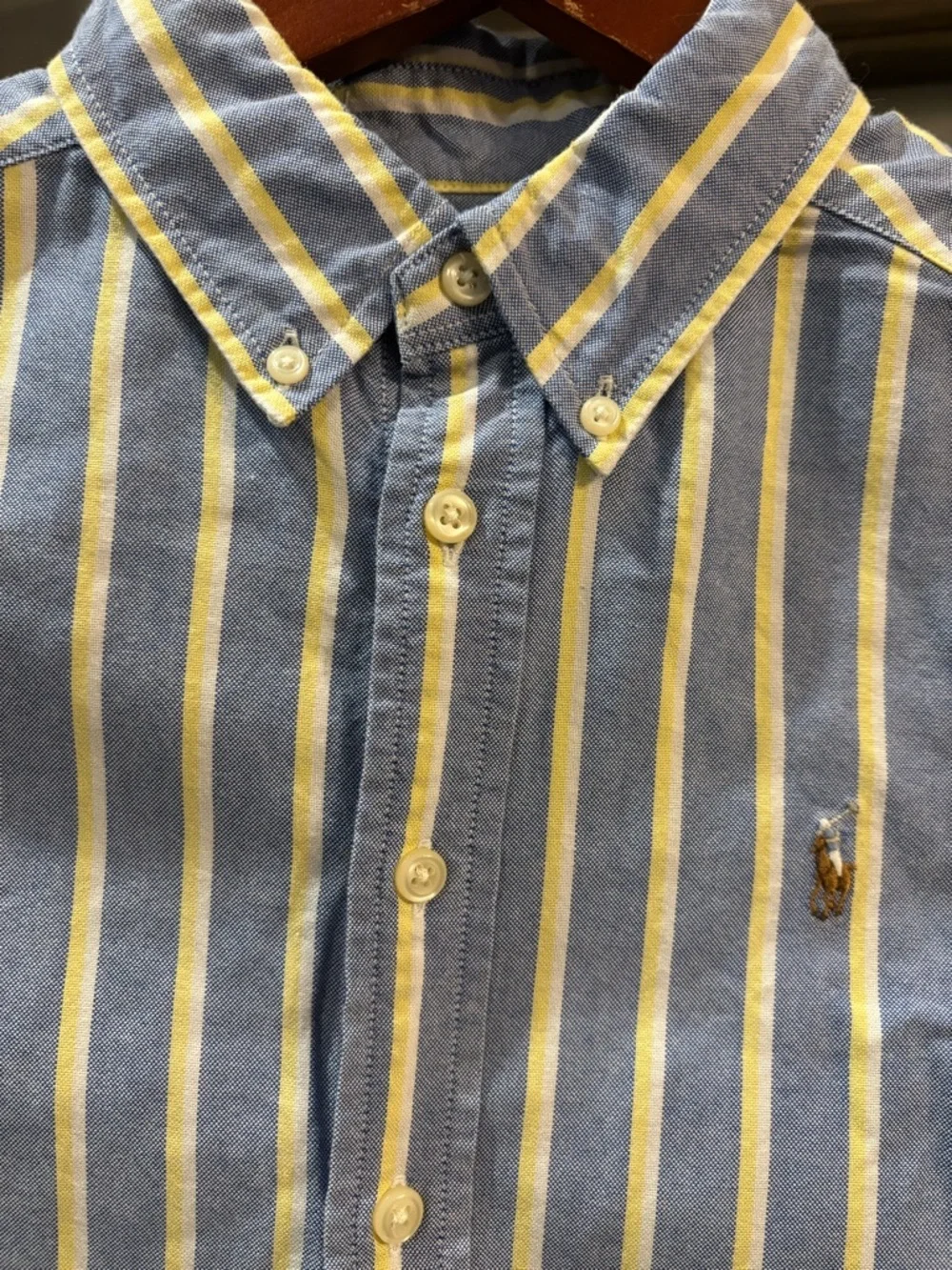 Ralph Lauren Blue and Yellow Striped Button-Down Shirt boys size small / 8